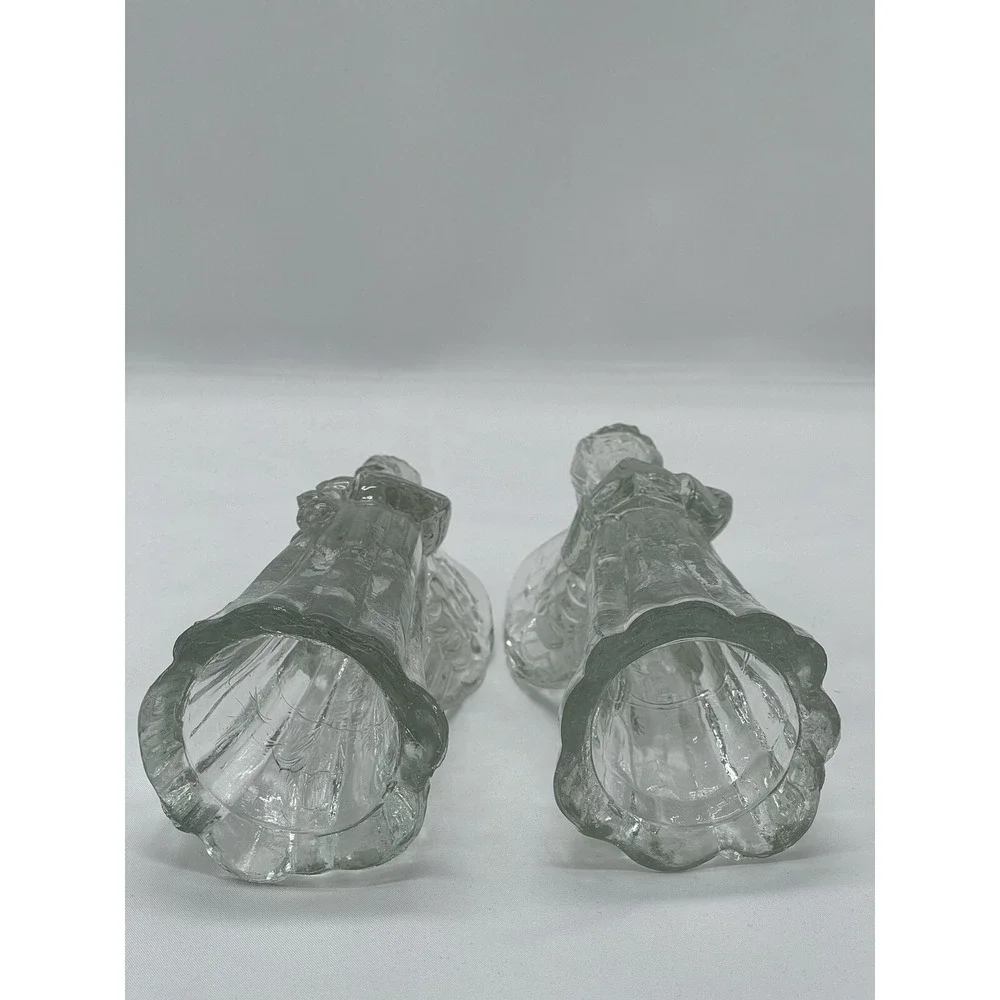 Angels Candlestick Holders Christmas 6-Inch-Tall Candle‎ Holiday Clear Glass